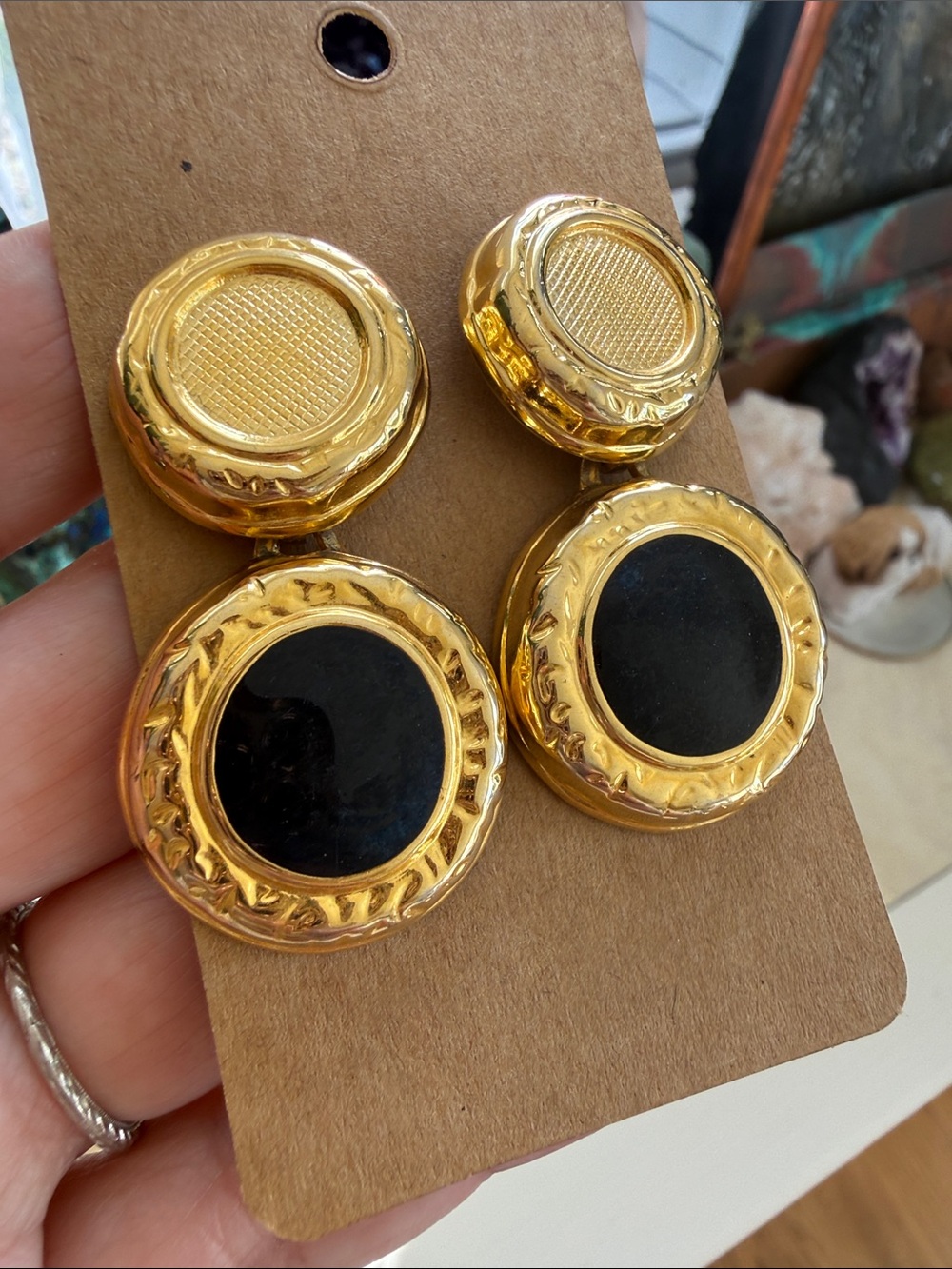 Gold and Black Drop Earrings - Elegant Womenโs Jewelry
